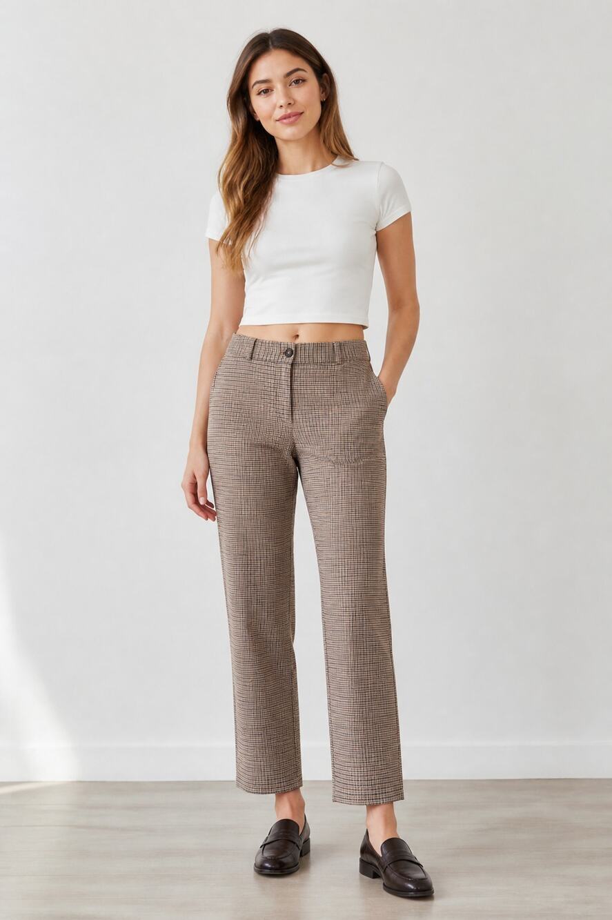 Talbots Signature Brown Plaid Dress Pants Size 8 - Picture 1 of 10